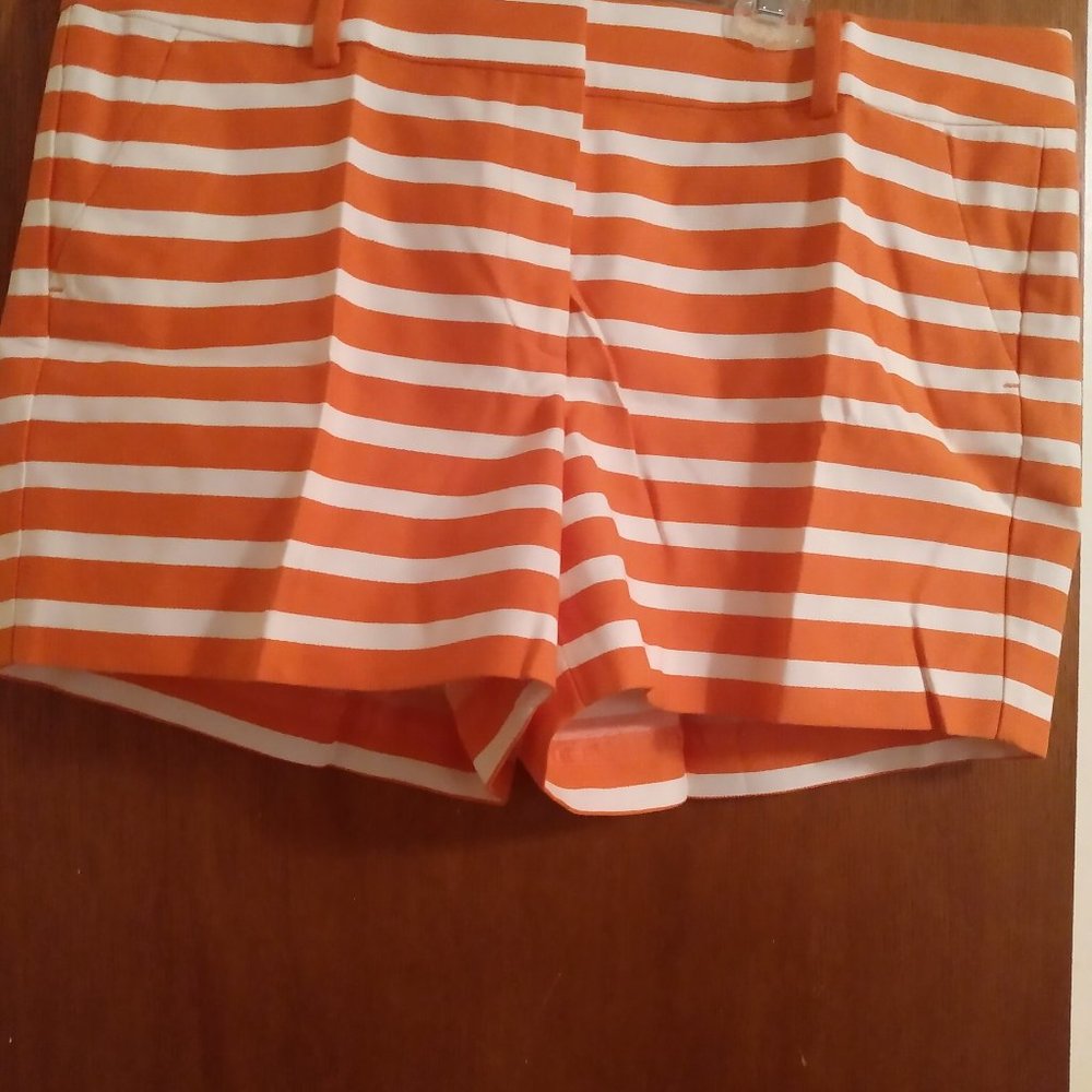 Ann Taylor Orange and White Striped Shorts
